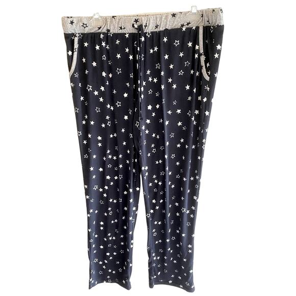 Lucky Brand Blue Gray White Star Design Elastic Waist Lounge Pants Size L - Picture 1 of 6